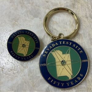 Nevada Test Fifty (50) Year Commemorative Keychain and Pin 1950-2000